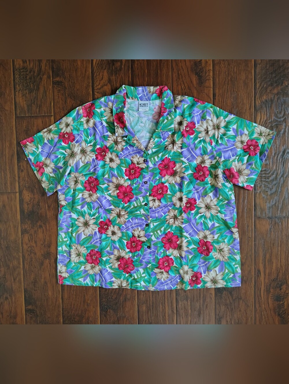 Vintage 80s Koret Hawaiian floral buttondown shirt Size 3X